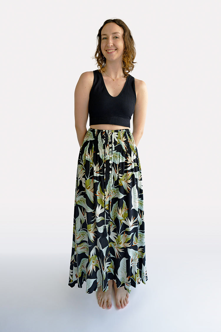 Birds of Paradise Black Shelly Boho Skirt