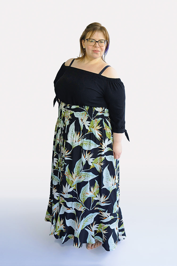 Birds of Paradise Black Shelly Boho Skirt