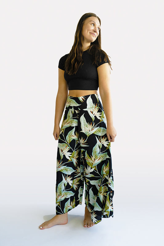 Black Birds of Paradise Boho Kipas Pants