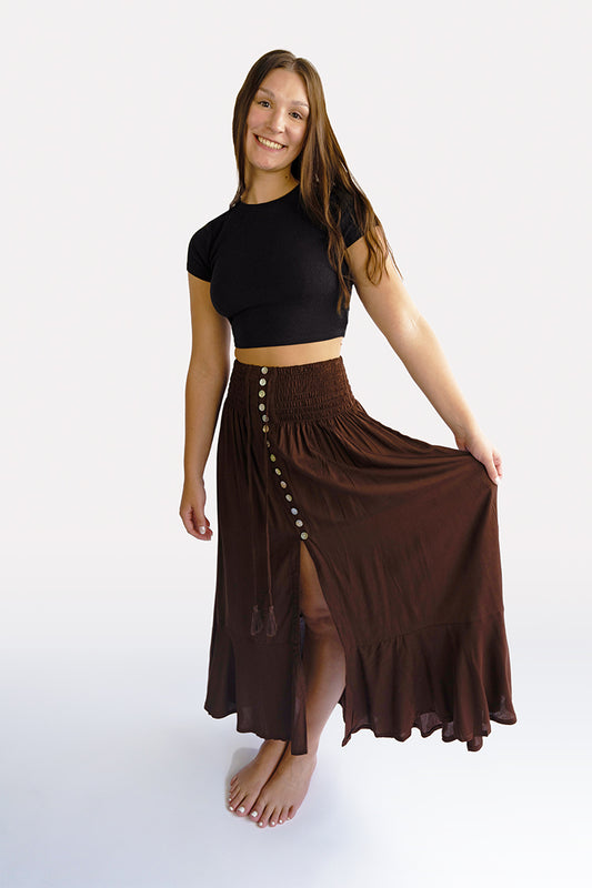 Chocolate Shelly Boho Skirt