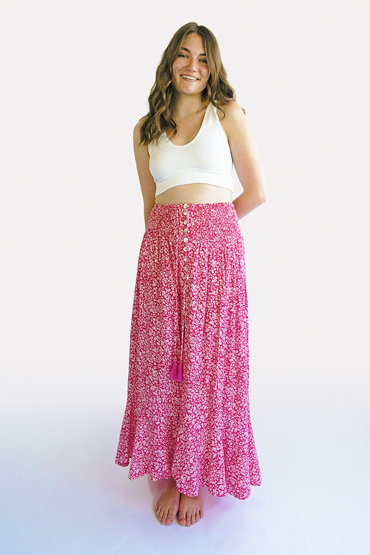 Daisy Strawberry Shelly Boho Skirt