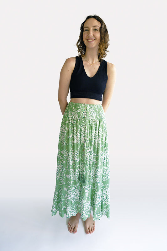 Green Bloom Shelly Boho Skirt