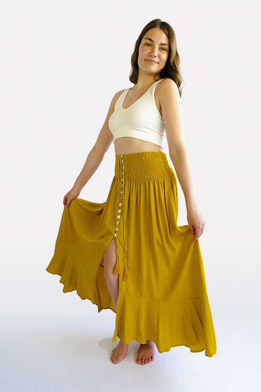 Mustard Shelly Boho Skirt