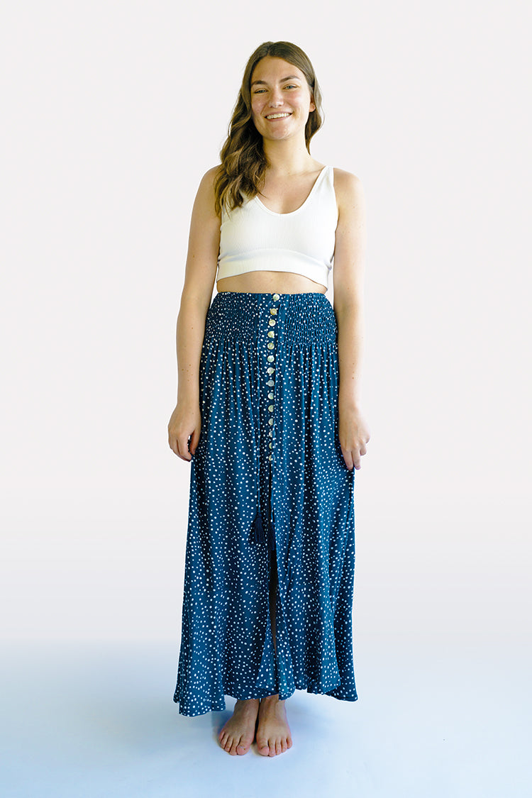 Navy Dots Shelly Boho Skirt