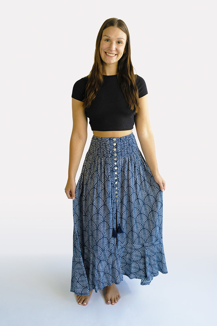 Navy Shells Shelly Boho Skirt