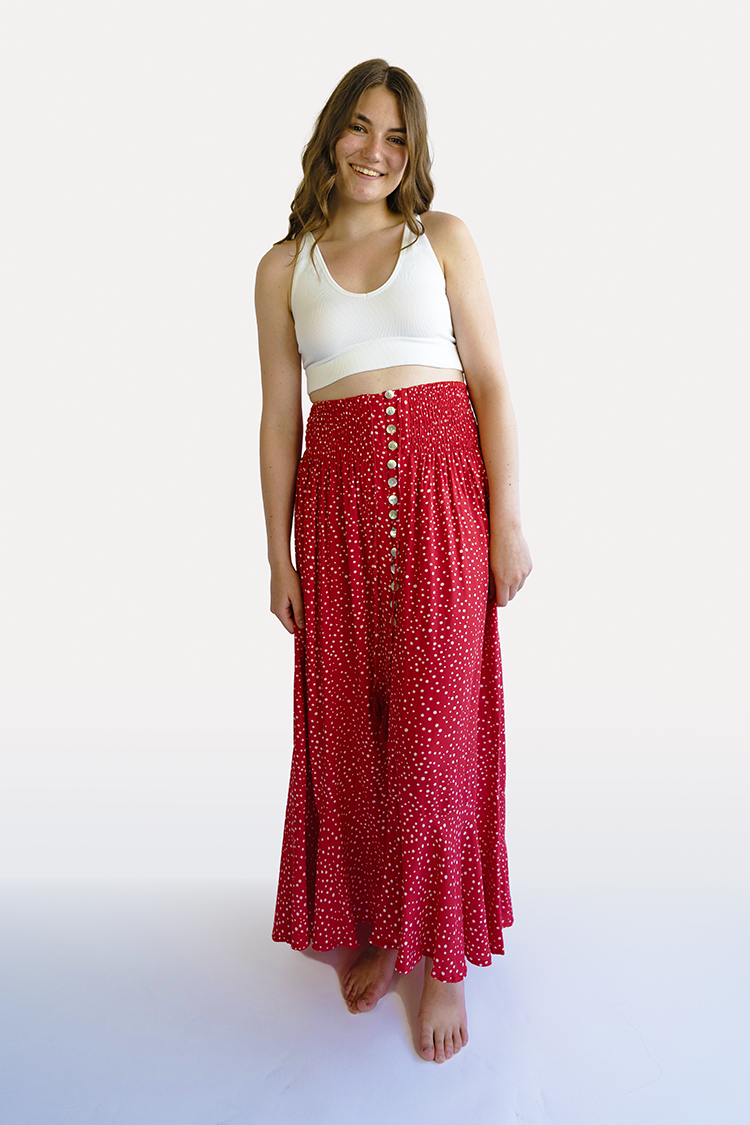 Red Dots Shelly Boho Skirt